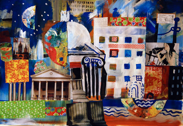 ca. 50x70 cm, Acryl und Collage auf Papier, 2009