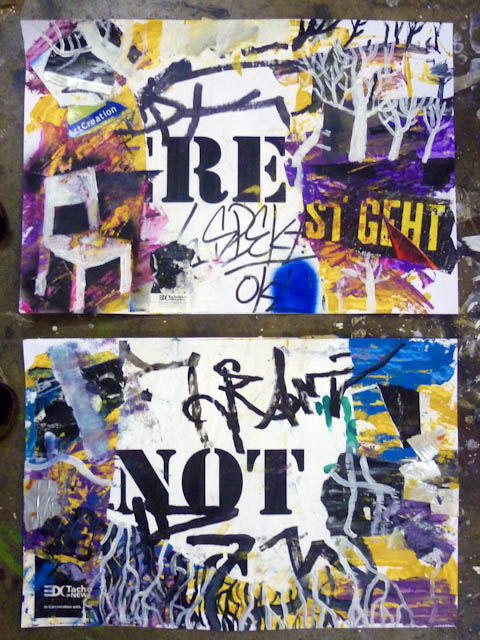 140 x 100 cm (gesamt), Acryl und Collage auf Papier