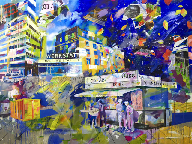 160 x 200 cm, Acryl und Collage auf Leinwand, 2019