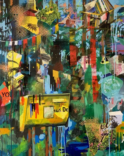 100x80 cm, Acryl und Collage auf Leinwand, 2020